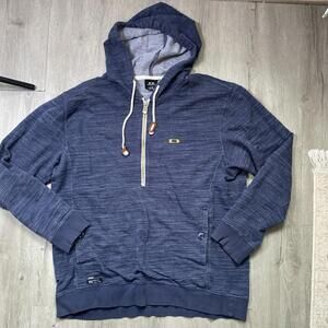 OAKLEY Men’s Quarter Zip Hoodie Pullover Size L Large Regular Blue With Logo